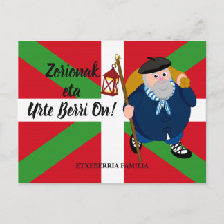 Postal Festiva Navidades personalizados saludan a Olentzero + Iku