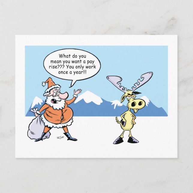 Postal Festiva Navidades Personalizados Santa y los renos en huel (Anverso)