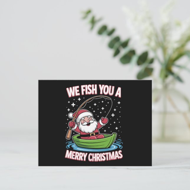 Postal Festiva Navidades pescadores pescadores Funny Guay Santa C (Anverso de pie)