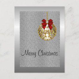 Postal Festiva Navidades plateados, bauble dorado