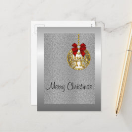 Postal Festiva Navidades plateados, bauble dorado