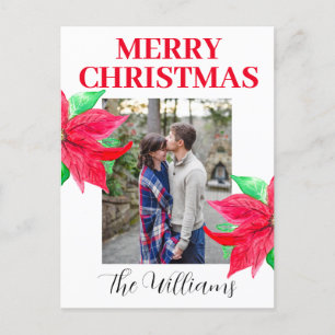 Postal Festiva Navidades Poinsettia Collage de fotos acuarela