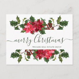 Postal Festiva Navidades Poinsettia Mistletoe Corporate Greeting