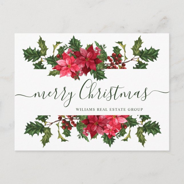 Postal Festiva Navidades Poinsettia Mistletoe Corporate Greeting (Anverso)