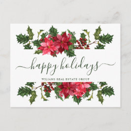Postal Festiva Navidades Poinsettia Mistletoe Corporate Greeting