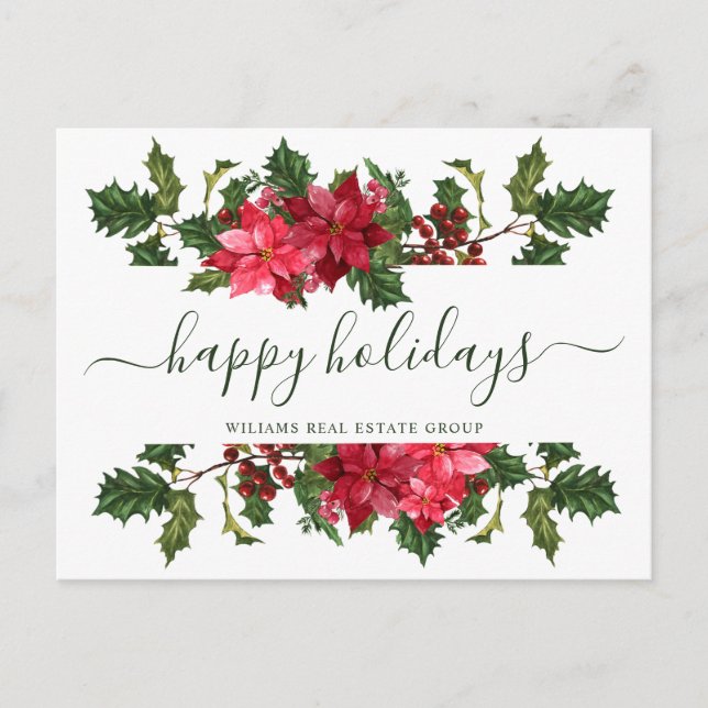 Postal Festiva Navidades Poinsettia Mistletoe Corporate Greeting (Anverso)