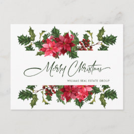 Postal Festiva Navidades Poinsettia Mistletoe Corporate Greeting