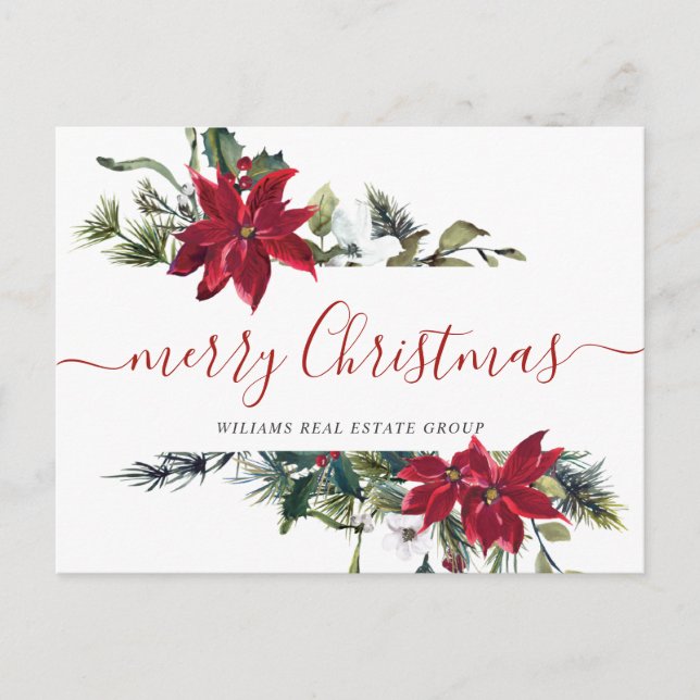 Postal Festiva Navidades Poinsettia Mistletoe Corporate Greeting (Anverso)