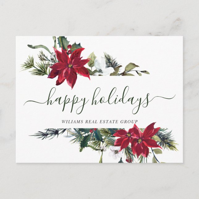 Postal Festiva Navidades Poinsettia Mistletoe Corporate Greeting (Anverso)