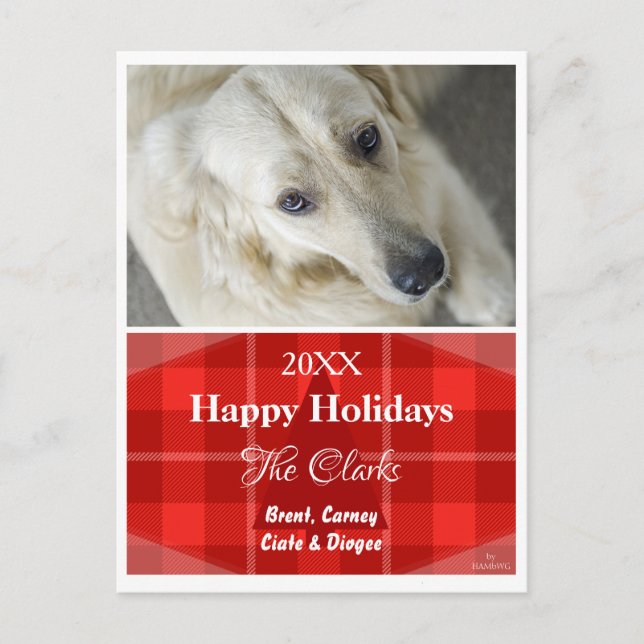 Postal Festiva Navidades Postcard Red Plaid - HAMbWG (Anverso)