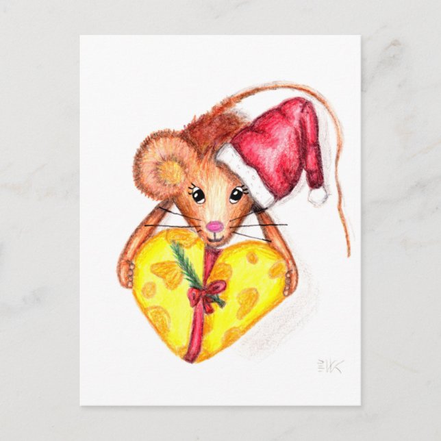 Postal Festiva Navidades Postcard vertical del ratón (Anverso)