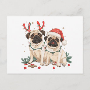 Postal Festiva Navidades Pug Dogs