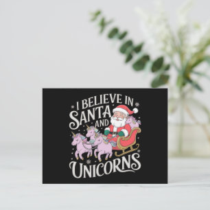 Postal Festiva Navidades Que Creo En Santa Y Unicornios