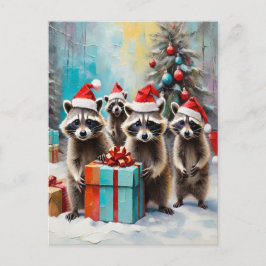 Postal Festiva Navidades Raccoon Lover