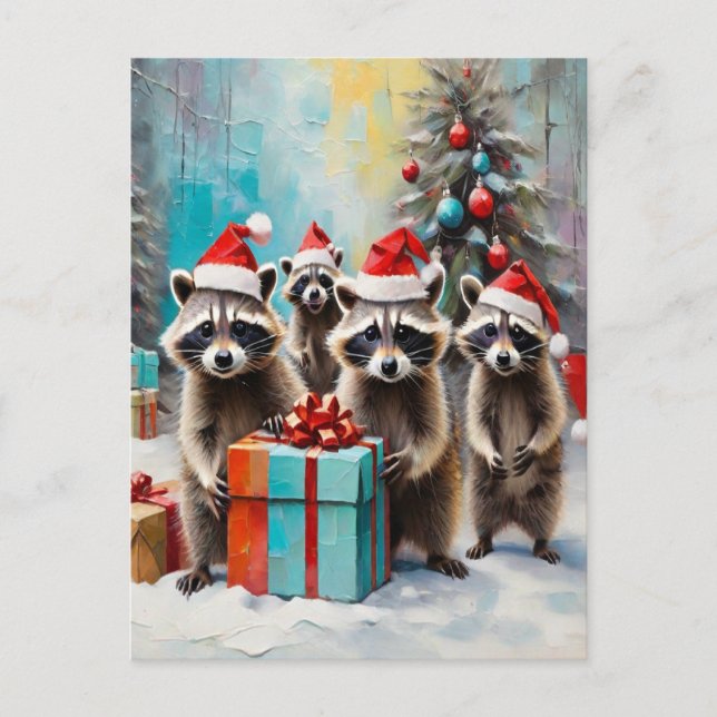 Postal Festiva Navidades Raccoon Lover (Anverso)