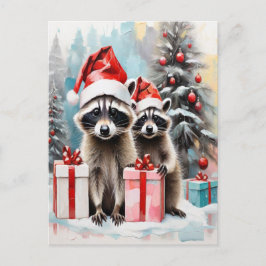 Postal Festiva Navidades Raccoon Lover