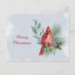Postal Festiva Navidades Red Cardinal Business Watercolor