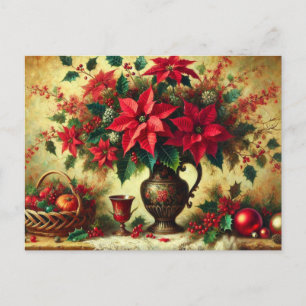 Postal Festiva Navidades Red Poinsettia Bouquet