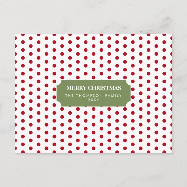 Postal Festiva Navidades Red Polka Dots Family Name Year (Anverso)