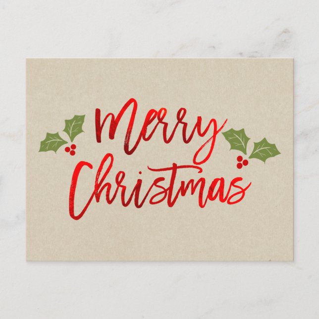 Postal Festiva Navidades Relieve metalizado Rojo Vidrio Moderno (Anverso)