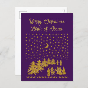 Postal Festiva Navidades religiosos, nacimiento de Jesús