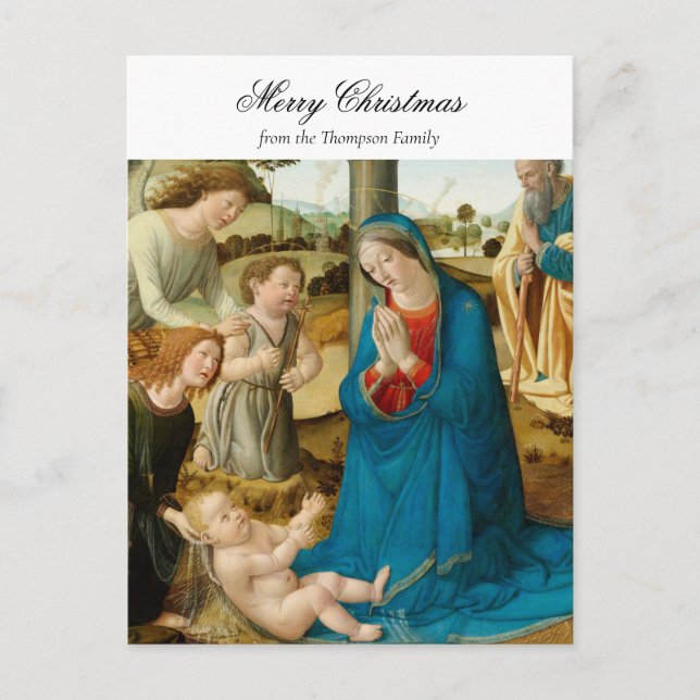 Postal Festiva Navidades religiosos Natividad Bendición cristiana (Anverso)