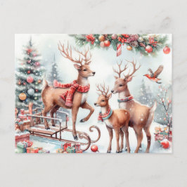 Postal Festiva Navidades renos