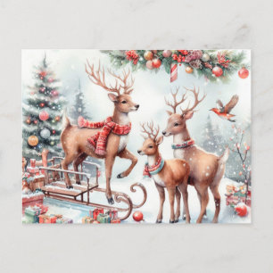 Postal Festiva Navidades renos
