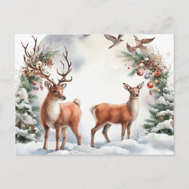 Postal Festiva Navidades renos (Anverso)