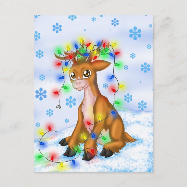 Postal Festiva Navidades renos (Anverso)