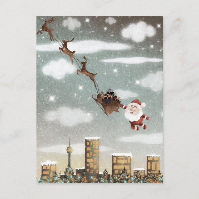 Postal Festiva Navidades renos (Anverso)