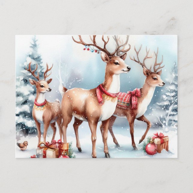 Postal Festiva Navidades renos (Anverso)