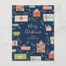 Postal Festiva Navidades Retro Coloridos