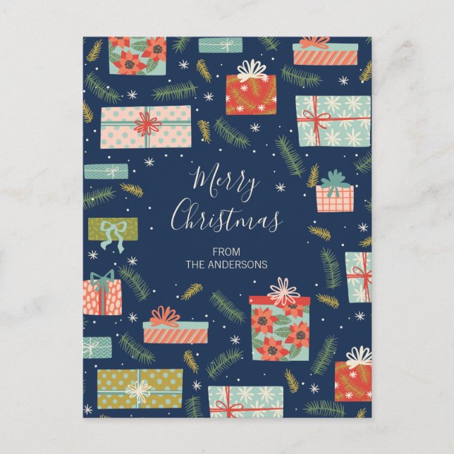 Postal Festiva Navidades Retro Coloridos (Anverso)