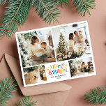 Postal Festiva Navidades retro coloridos de moras y brillantes<br><div class="desc">¡Un Navidad alegre y brillante! Envíe sus saludos de vacaciones a sus amigos y seres queridos con esta tarjeta de fotos de Navidad de estilo retro colorido. Esta tarjeta contiene cuatro hermosas fotos de tu familia y un texto que puedes personalizar. (Foto de Elina Fairytale en Pexels. Por favor, reemplácelo...</div>