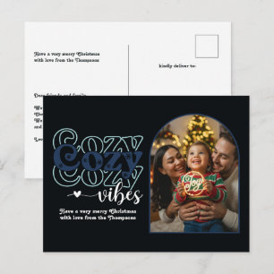 Postal Festiva Navidades retro de cálidas vacaciones en el Ártico