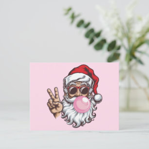 Postal Festiva Navidades Retro Santa que soplan venado de burbuja