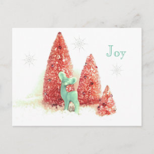 Postal Festiva Navidades retro se júbilo con las copas de nieve
