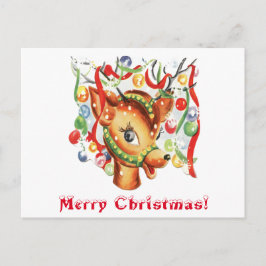 Postal Festiva Navidades retro vintage Reindeer Confetti