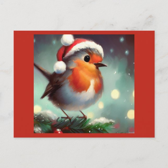 Postal Festiva Navidades Robin 2 (Anverso)