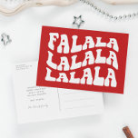 Postal Festiva Navidades rojos de la tipografía ondulada Falalala<br><div class="desc">Tarjeta de Navidades FaLaLaLa: diseño retro,  con tipografía de época ondulada y fondo rojo clásico</div>