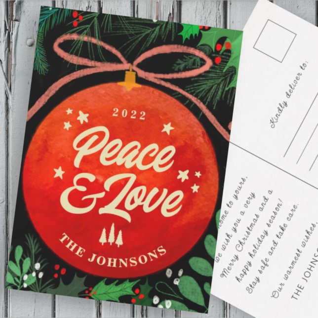 Postal Festiva Navidades Rojos Modernos Ball Ornamento Botánico (Subido por el creador)