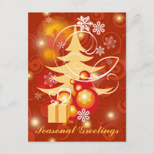 Postal Festiva Navidades rojos y de oro del personalizable