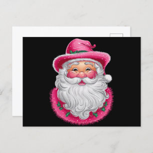 Postal Festiva Navidades Rosa Santa Retro que coinciden con Fiest