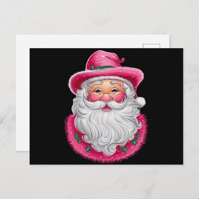 Postal Festiva Navidades Rosa Santa Retro que coinciden con Fiest (Anverso / Reverso)