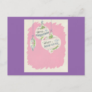 Postal Festiva Navidades rosados de época