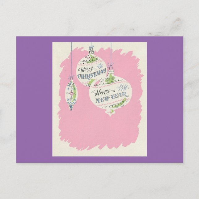 Postal Festiva Navidades rosados de época (Anverso)
