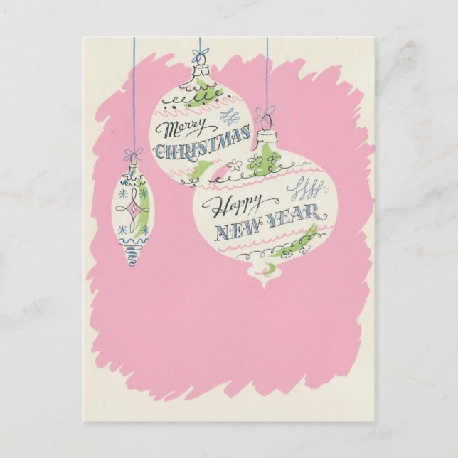 Postal Festiva Navidades rosados de época (Anverso)