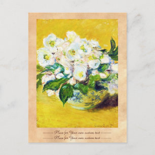 Postal Festiva Navidades Rosas Claude Monet flores pintura floral