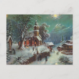 Postal Festiva Navidades rurales vintage pintura de género